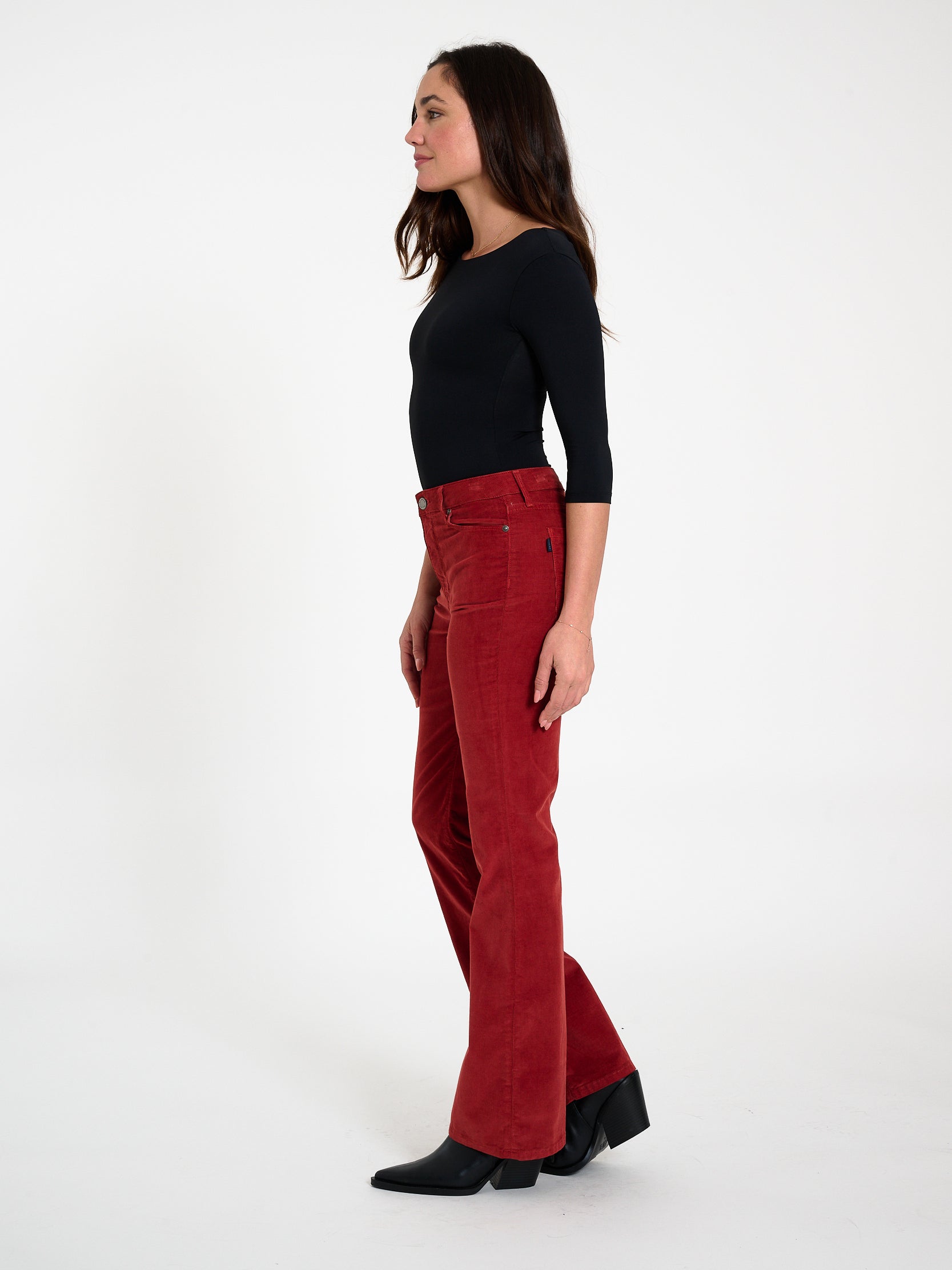 Red fashion corduroy jeans